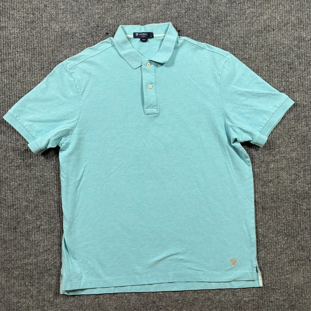Cremieux 38 Classics Mens Polo Shirt Size L Blue Cotton Stretch Short Sleeve